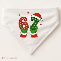 Funny Christmas 67 Six Seven Santa USA-Made Doggie Bandana thumb 0