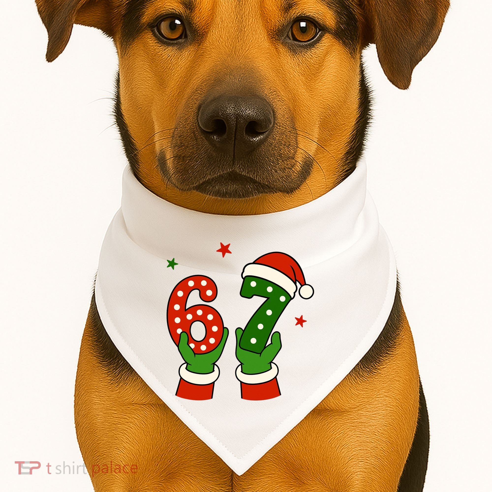 Funny Christmas 67 Six Seven Santa USA-Made Doggie Bandana