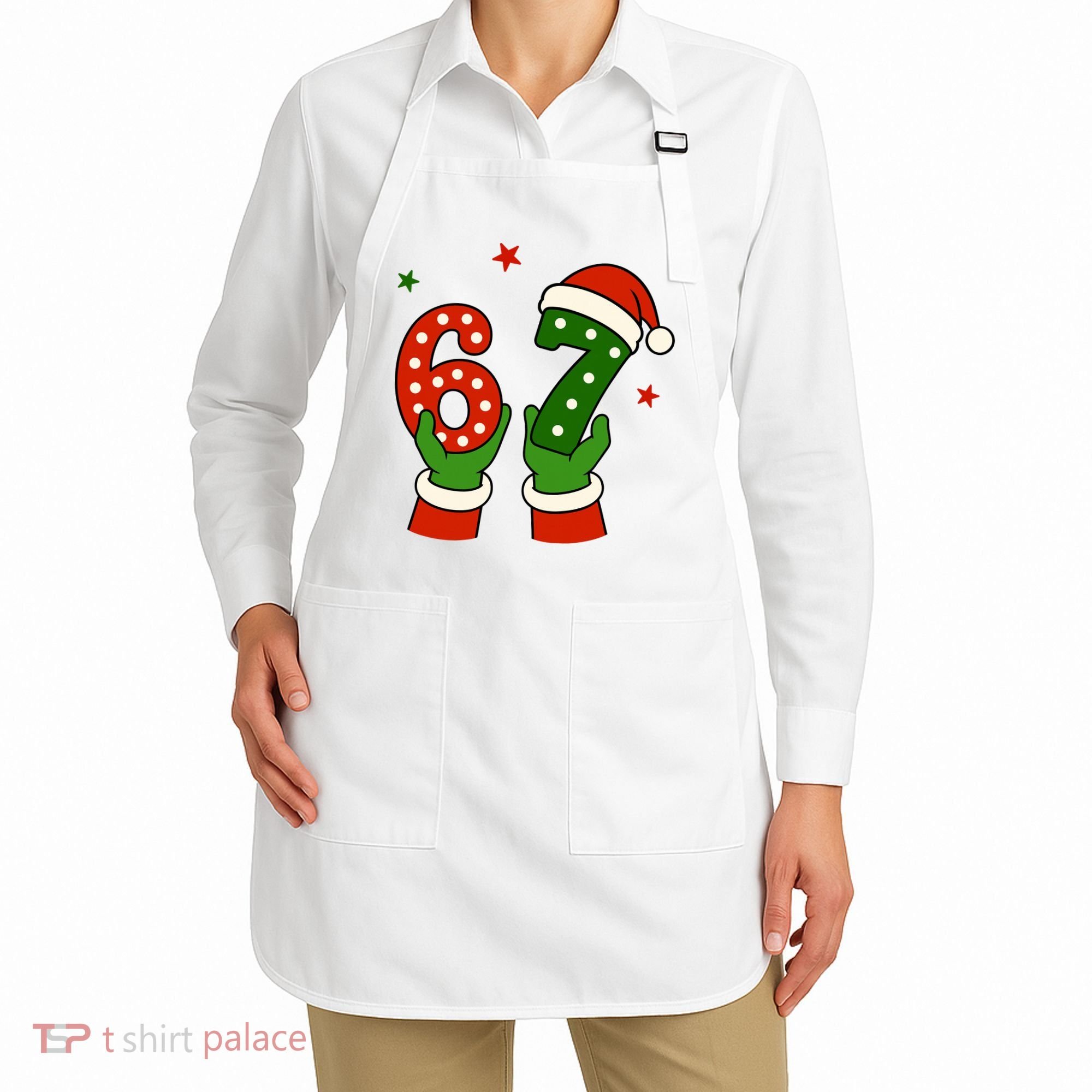 Funny Christmas 67 Six Seven Santa Apron