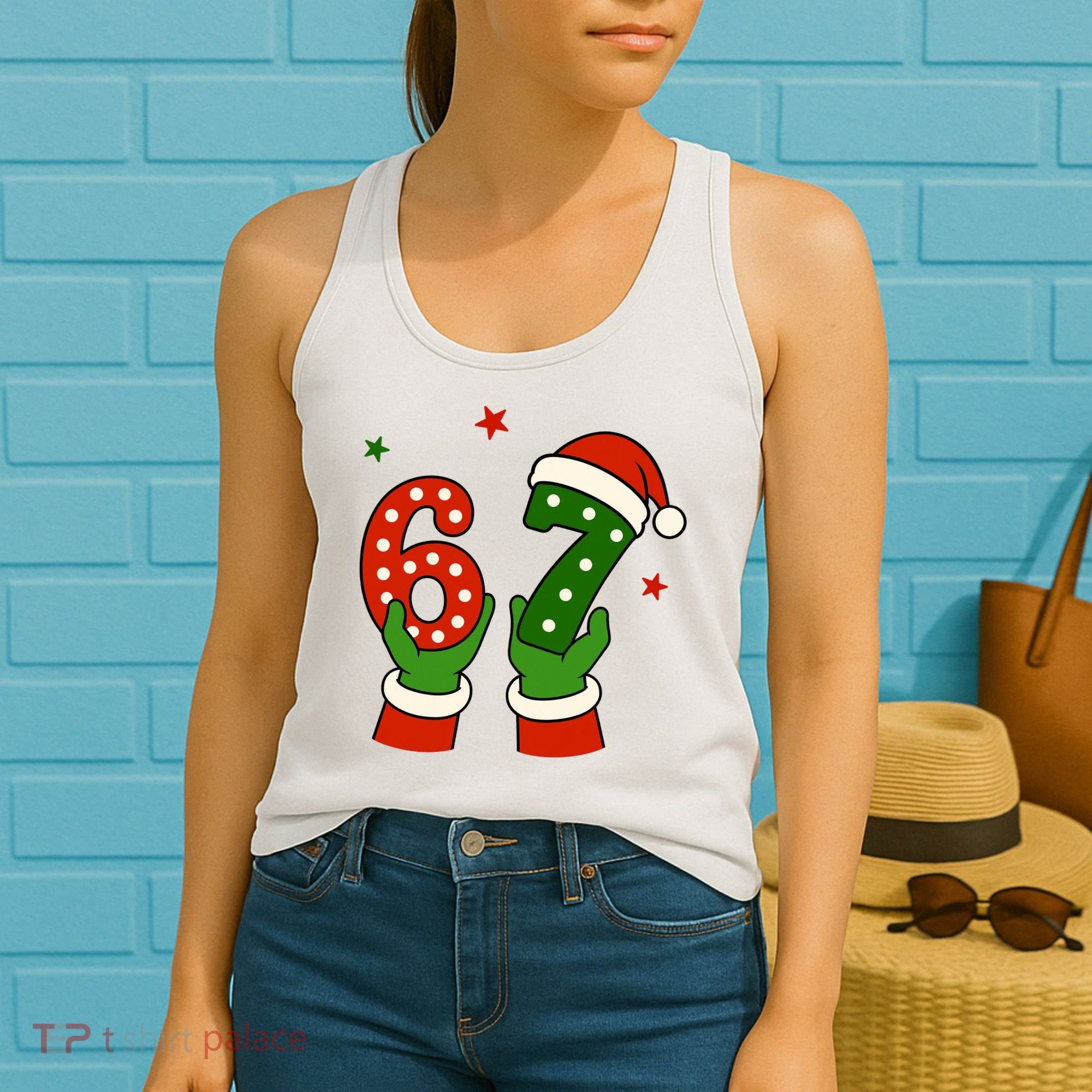 Funny Christmas 67 Six Seven Santa Women's Tank Top