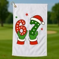 Funny Christmas 67 Six Seven Santa Golf Towel thumb 1