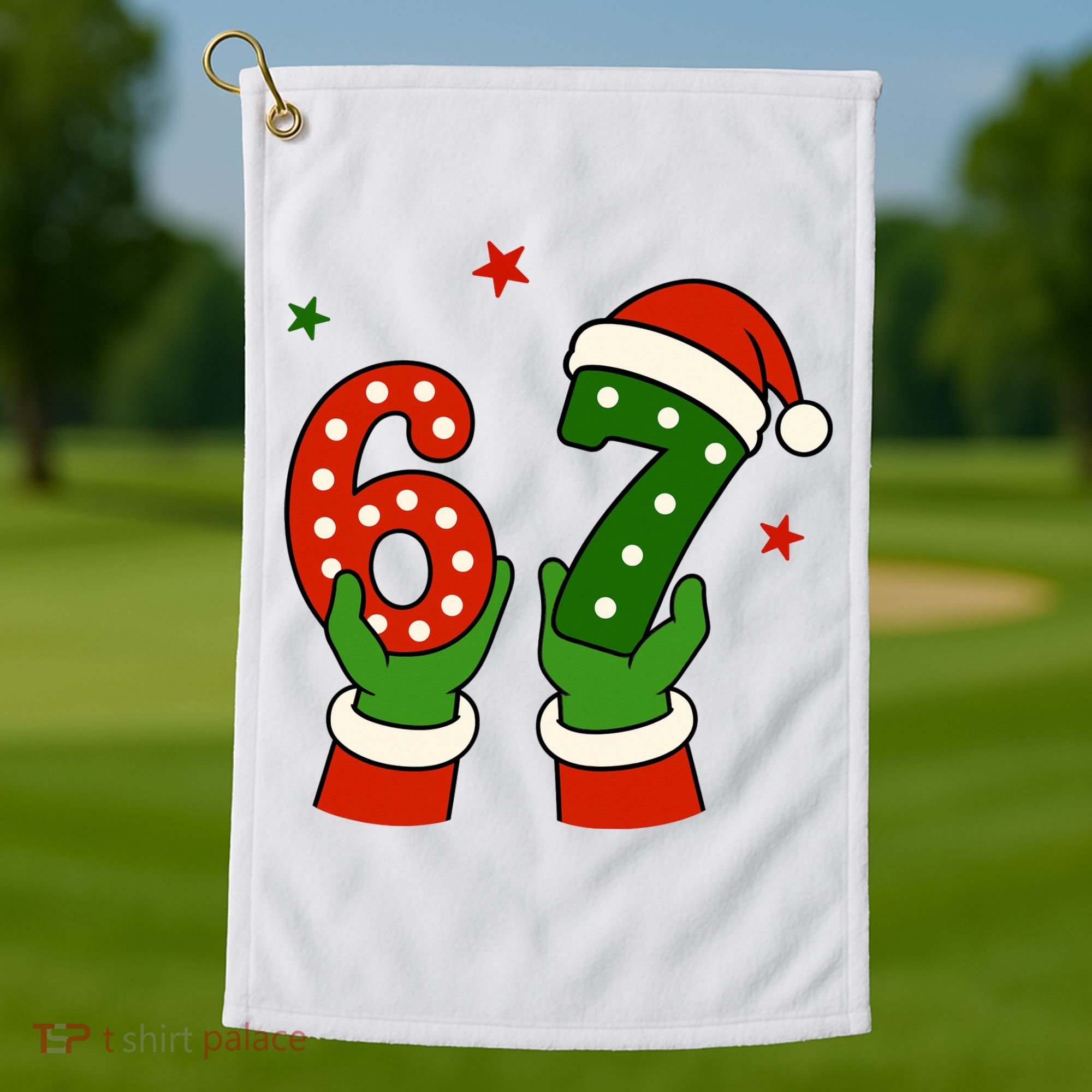 Funny Christmas 67 Six Seven Santa Golf Towel