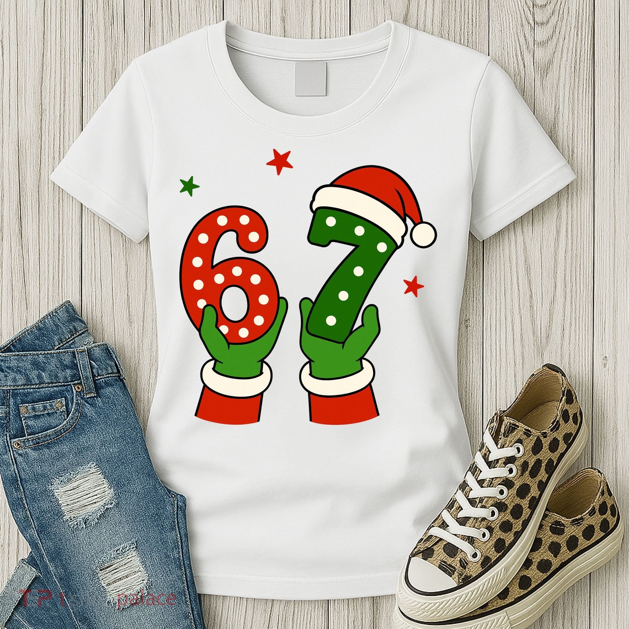 Funny Christmas 67 Six Seven Santa Women's T-Shirt