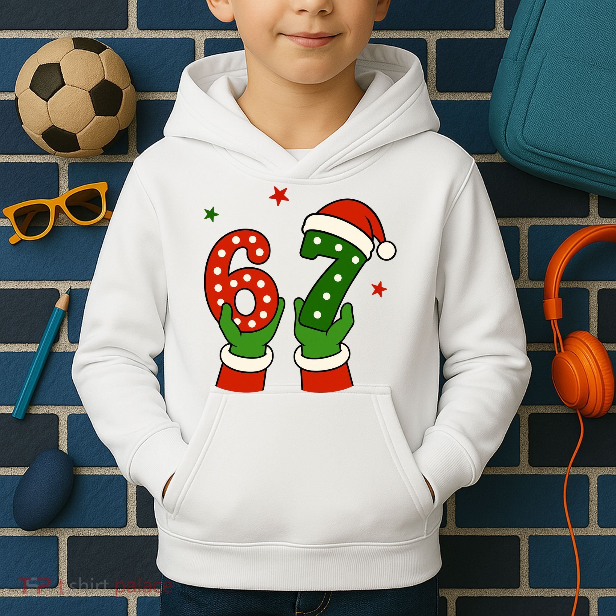 Funny Christmas 67 Six Seven Santa Kids Hoodie