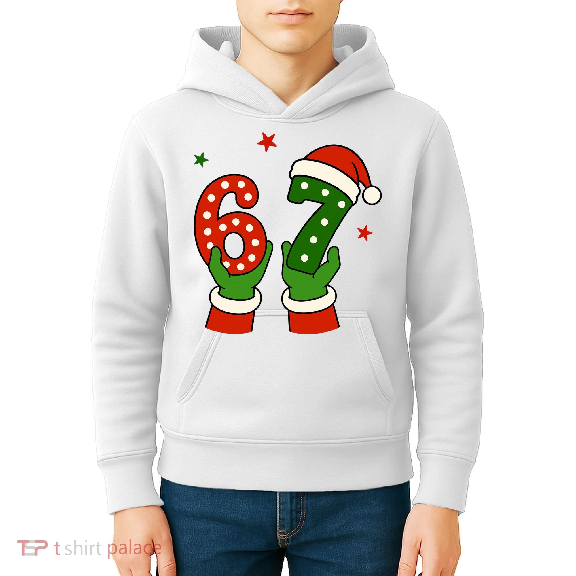 Funny Christmas 67 Six Seven Santa Kids Hoodie