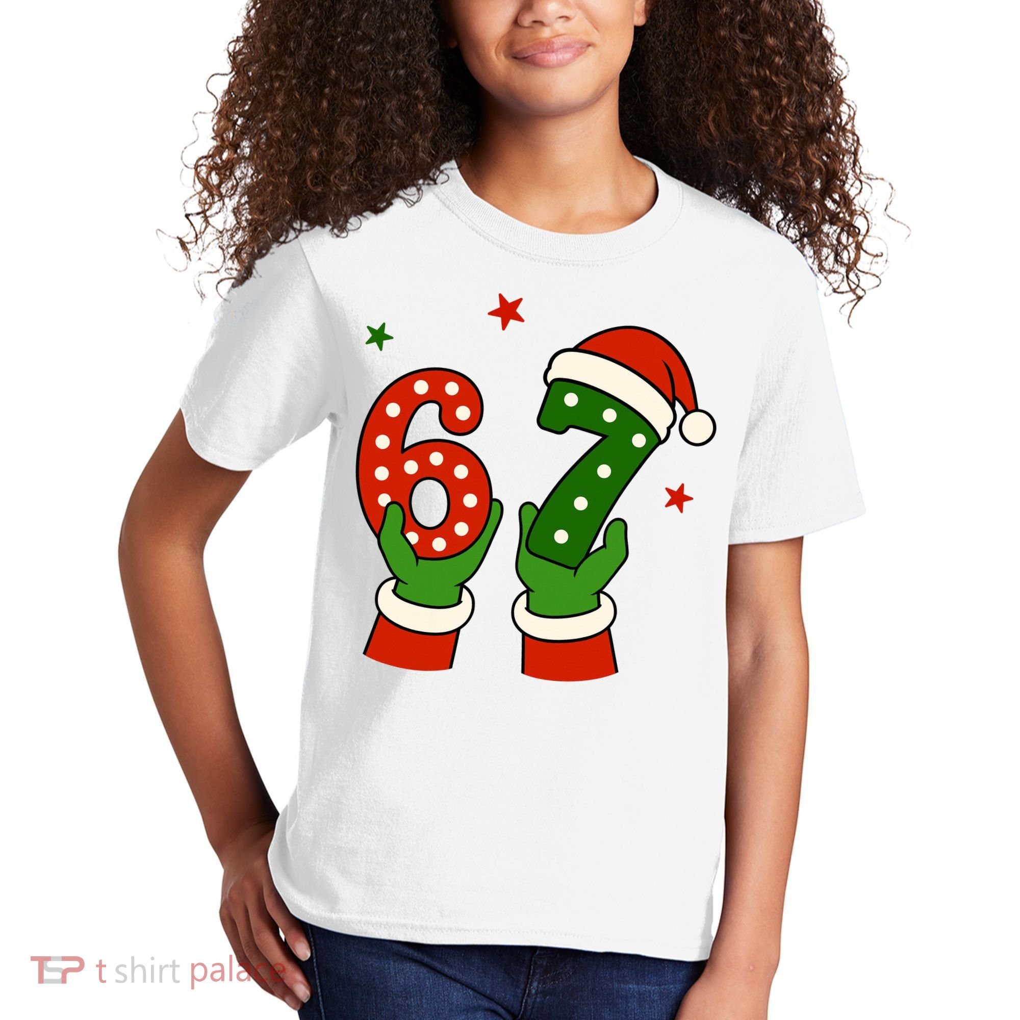 Funny Christmas 67 Six Seven Santa Kids T-Shirt
