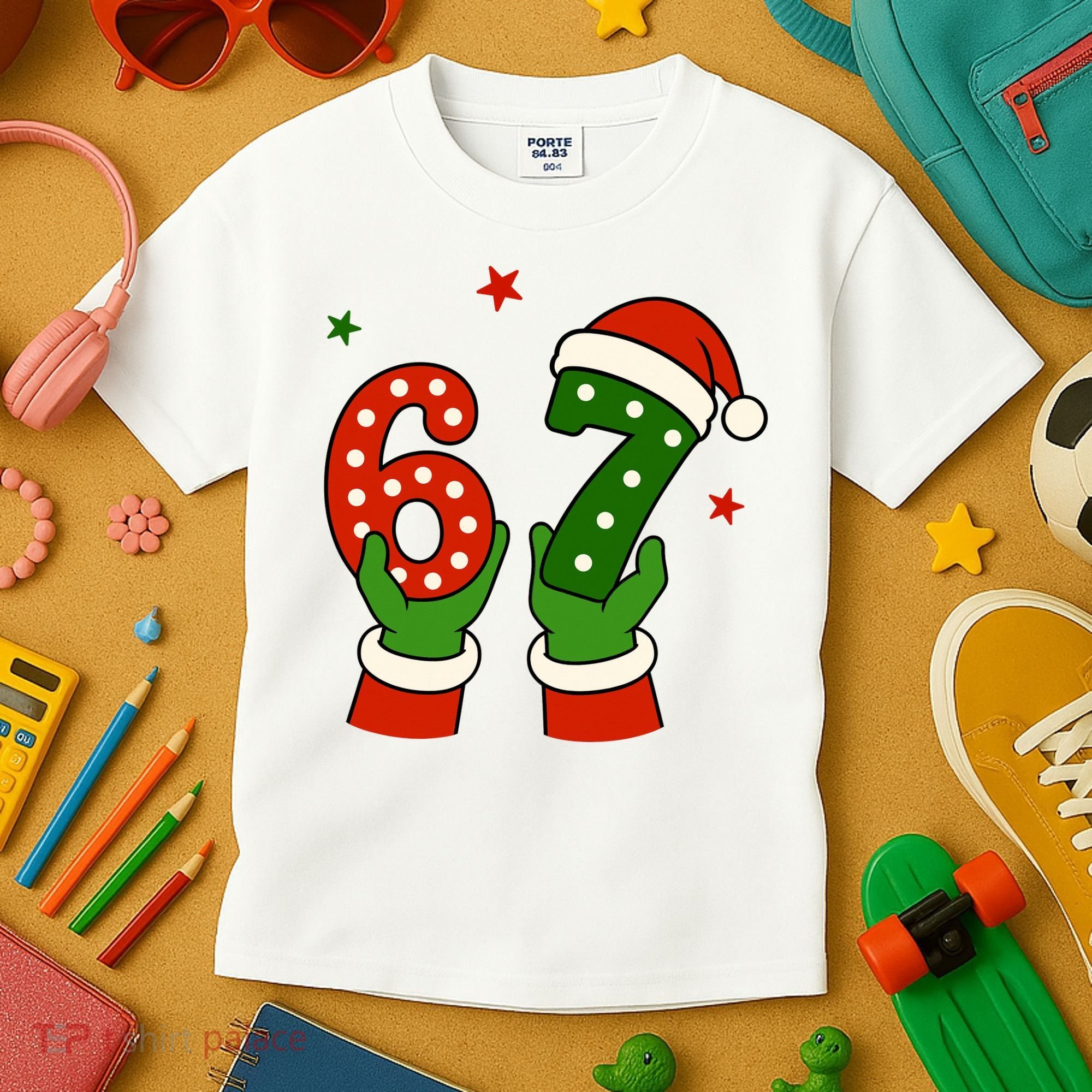 Funny Christmas 67 Six Seven Santa Kids T-Shirt