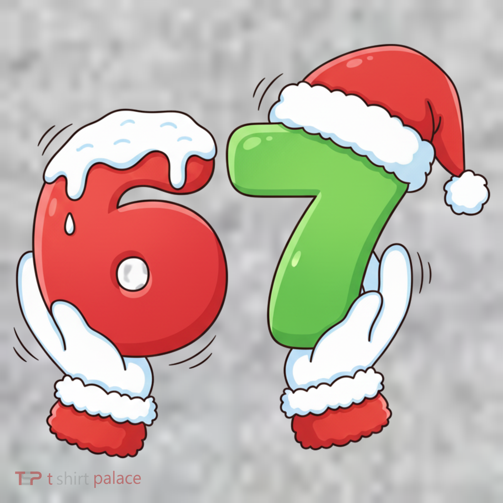 Funny Christmas 67 Meme 6-7 Santa Claus Hands The Baniff Cuffed Pom Beanie