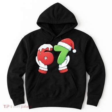 Funny Christmas 67 Meme 6-7 Santa Claus Hands Hoodie