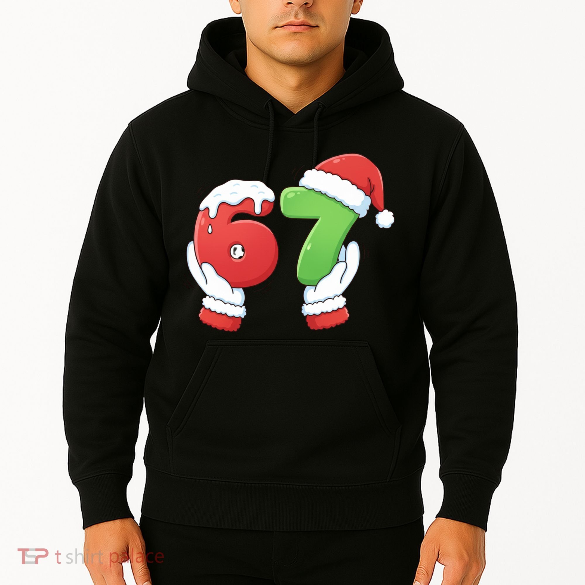 Funny Christmas 67 Meme 6-7 Santa Claus Hands Hoodie