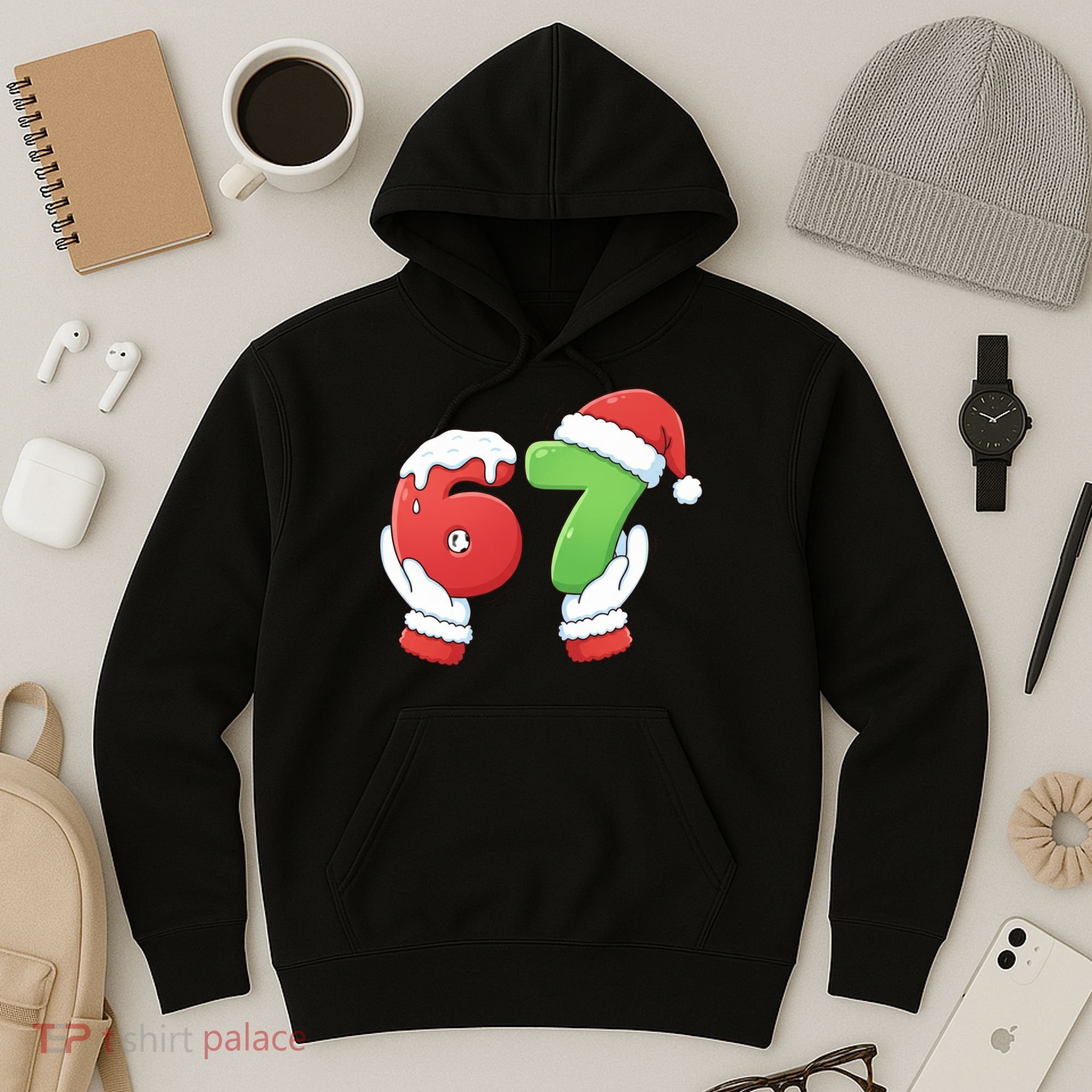 Funny Christmas 67 Meme 6-7 Santa Claus Hands Hoodie