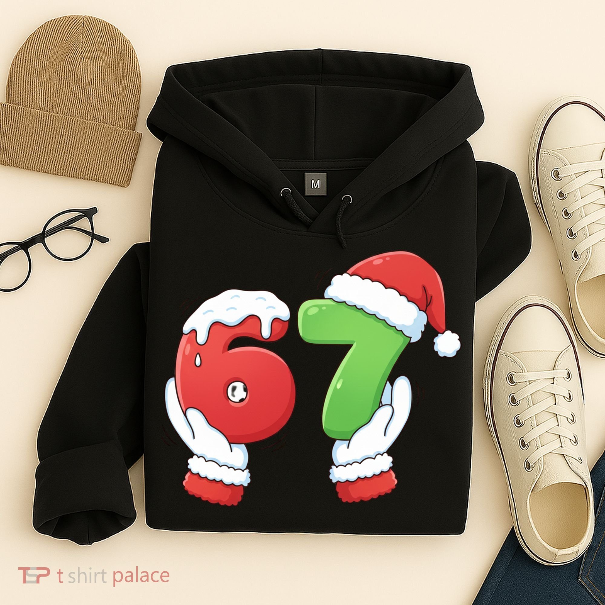 Funny Christmas 67 Meme 6-7 Santa Claus Hands Hoodie