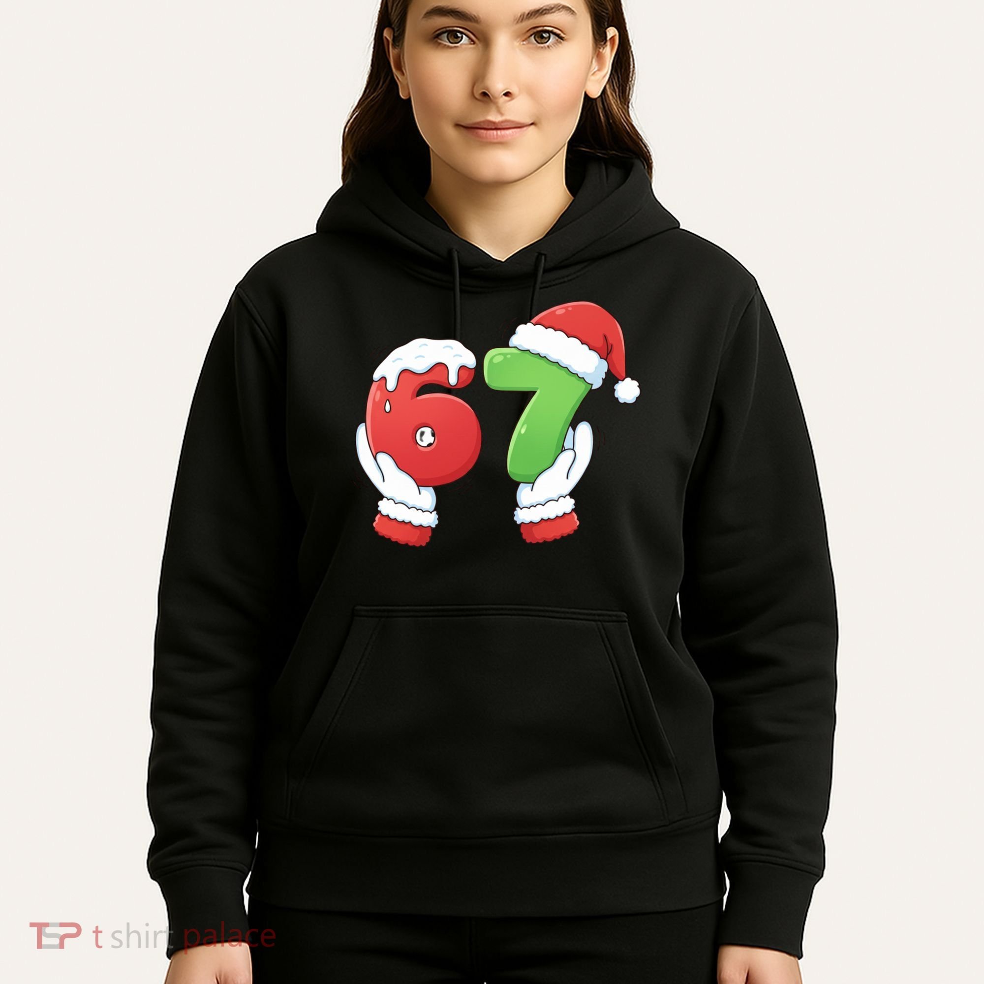 Funny Christmas 67 Meme 6-7 Santa Claus Hands Hoodie