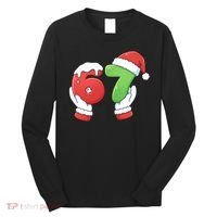 Funny Christmas 67 Meme 6-7 Santa Claus Hands Long Sleeve Shirt thumb 0