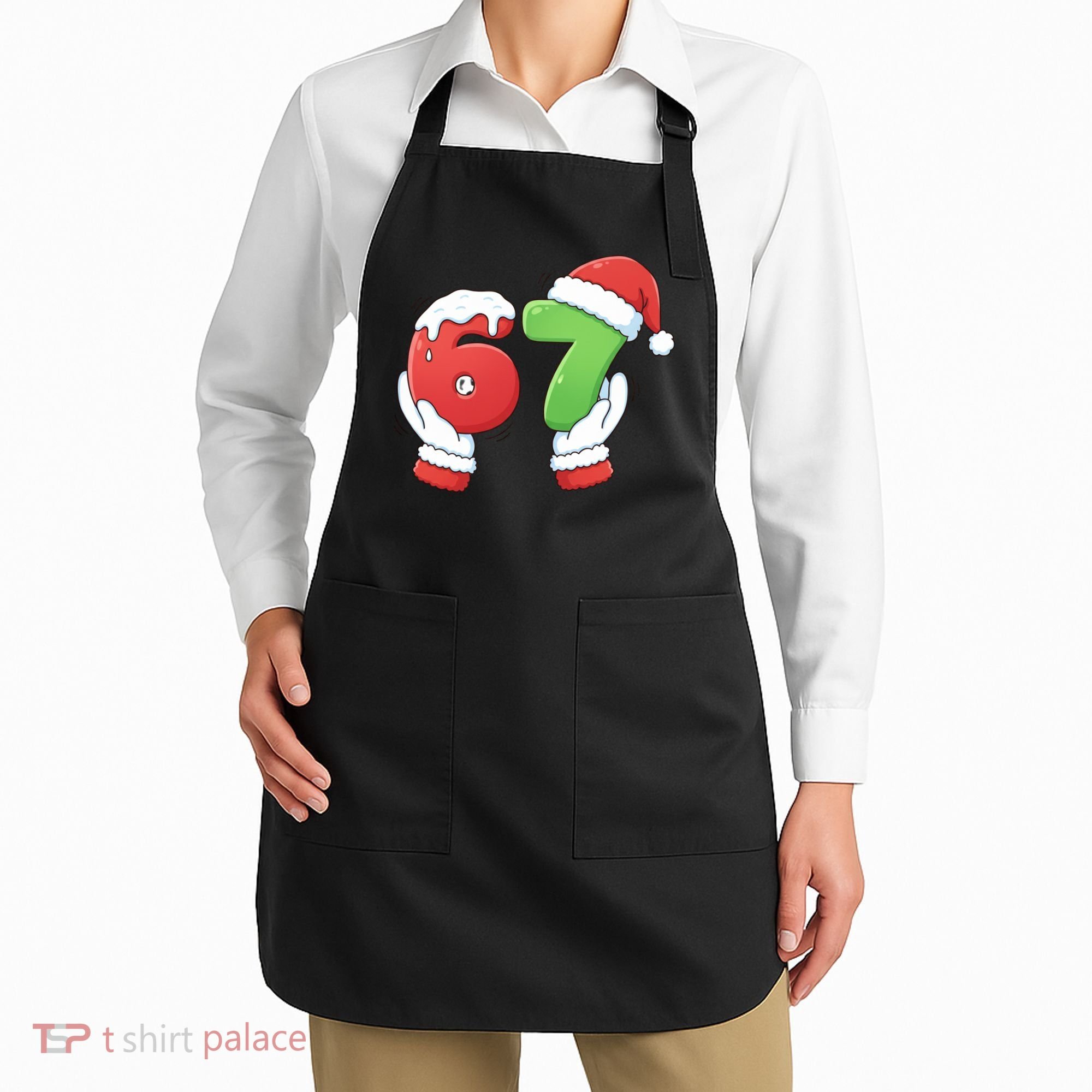Funny Christmas 67 Meme 6-7 Santa Claus Hands Apron