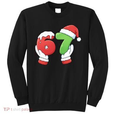 Funny Christmas 67 Meme 6-7 Santa Claus Hands Sweatshirt