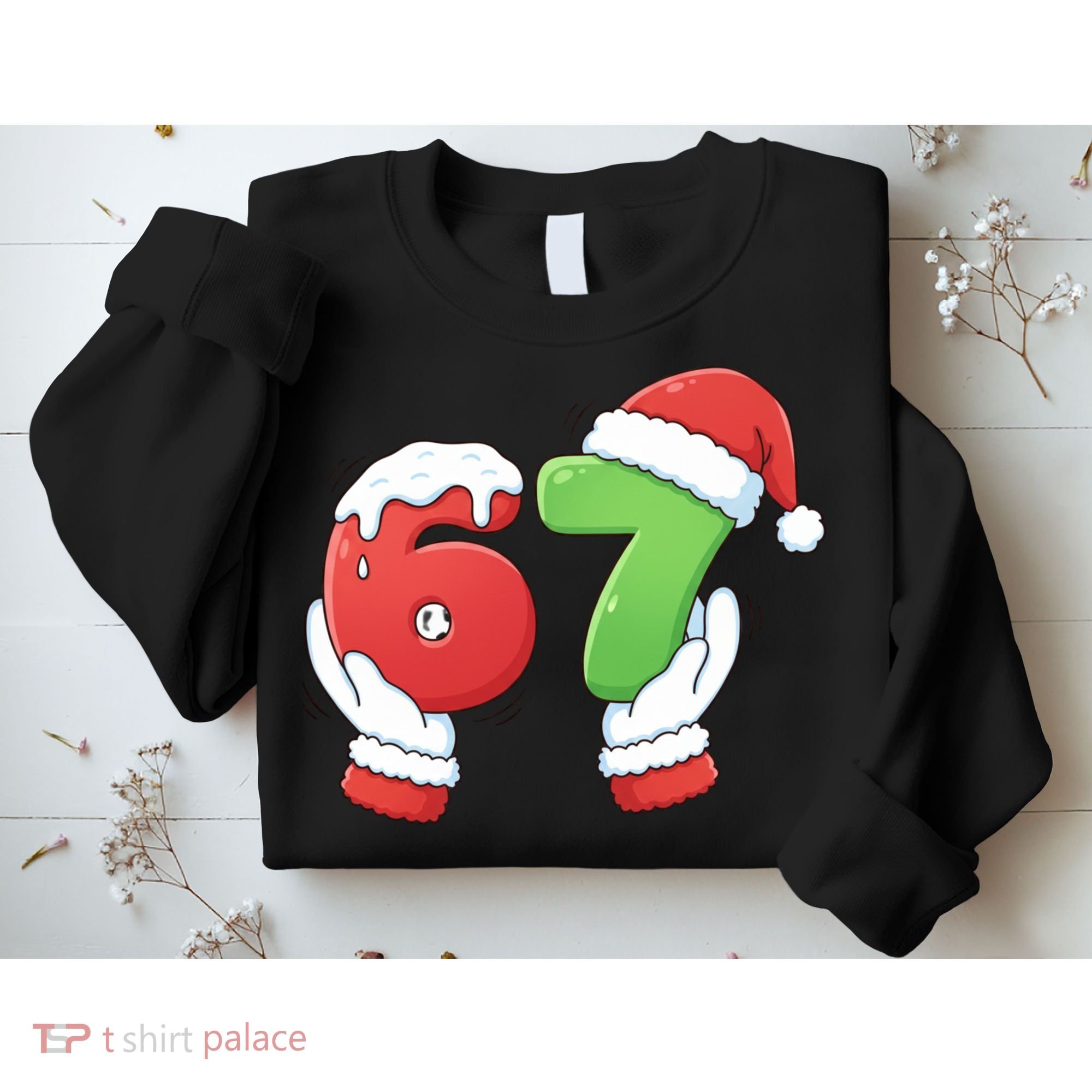 Funny Christmas 67 Meme 6-7 Santa Claus Hands Sweatshirt