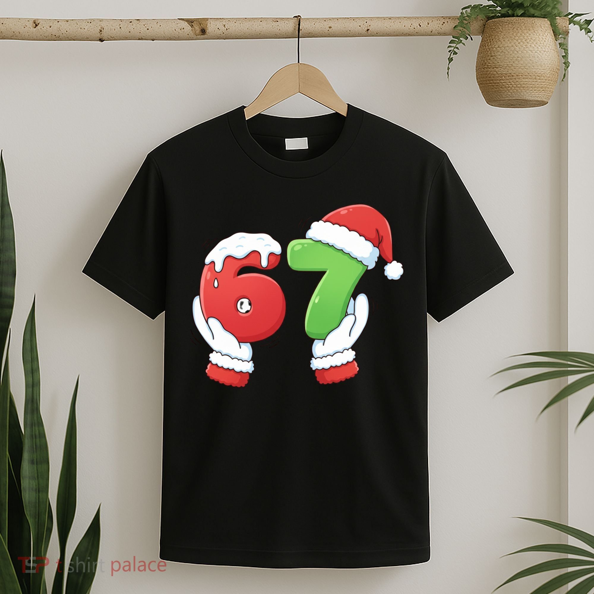 Funny Christmas 67 Meme 6-7 Santa Claus Hands T-Shirt
