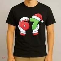 Funny Christmas 67 Meme 6-7 Santa Claus Hands T-Shirt thumb 3