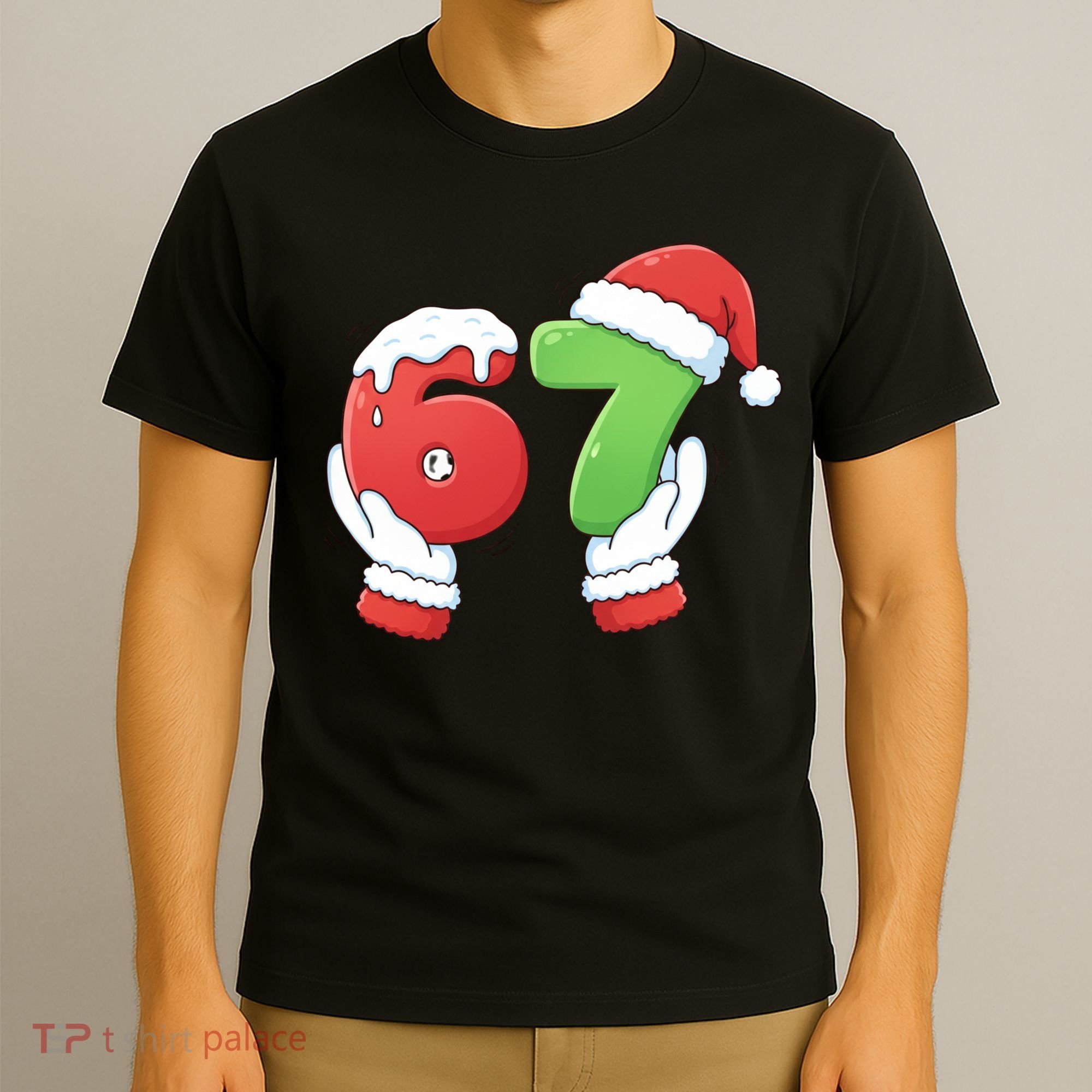 Funny Christmas 67 Meme 6-7 Santa Claus Hands T-Shirt