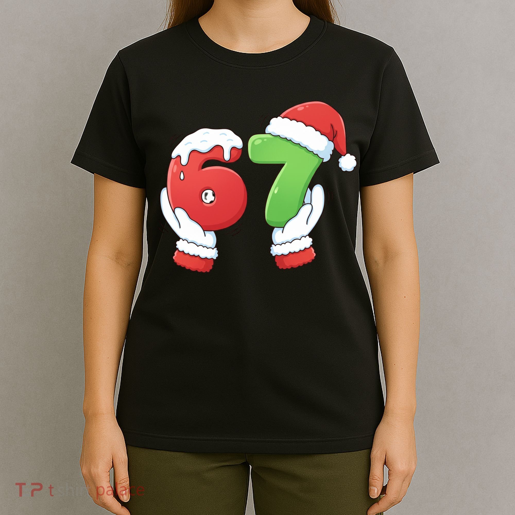 Funny Christmas 67 Meme 6-7 Santa Claus Hands T-Shirt