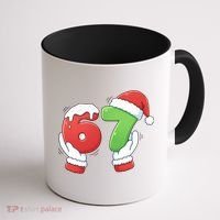 Funny Christmas 67 Meme 6-7 Santa Claus Hands Coffee Mug thumb 1