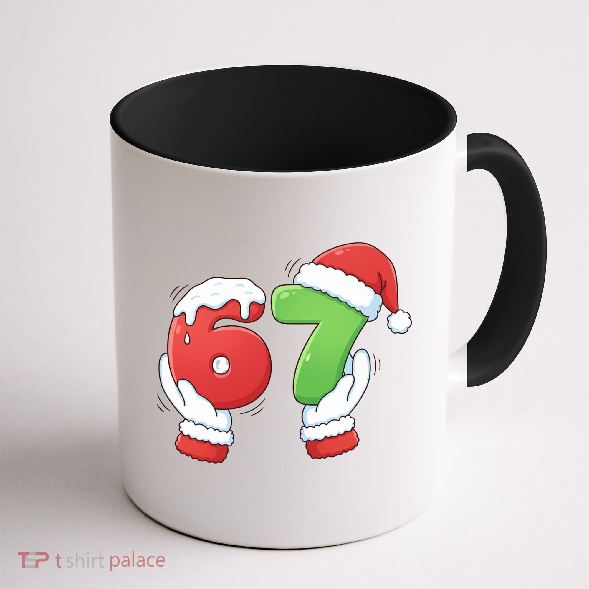 Funny Christmas 67 Meme 6-7 Santa Claus Hands Coffee Mug