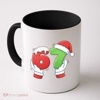 Funny Christmas 67 Meme 6-7 Santa Claus Hands Coffee Mug thumb 0