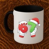 Funny Christmas 67 Meme 6-7 Santa Claus Hands Coffee Mug thumb 2
