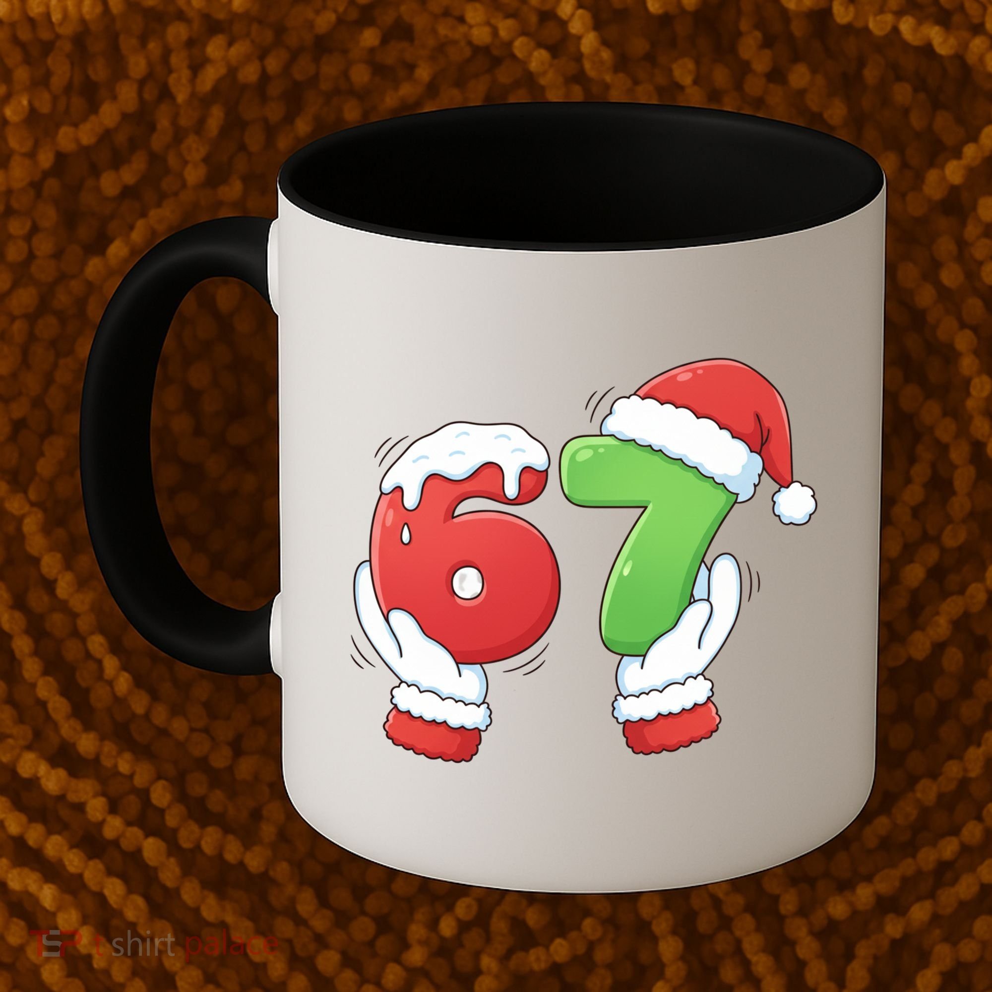 Funny Christmas 67 Meme 6-7 Santa Claus Hands Coffee Mug