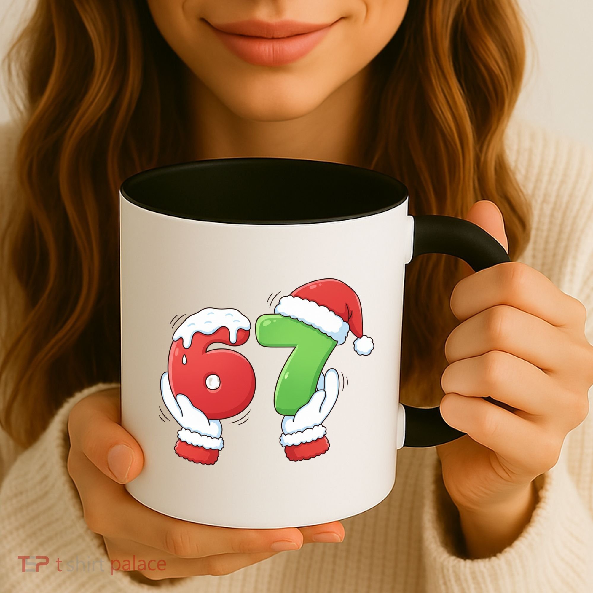 Funny Christmas 67 Meme 6-7 Santa Claus Hands Coffee Mug