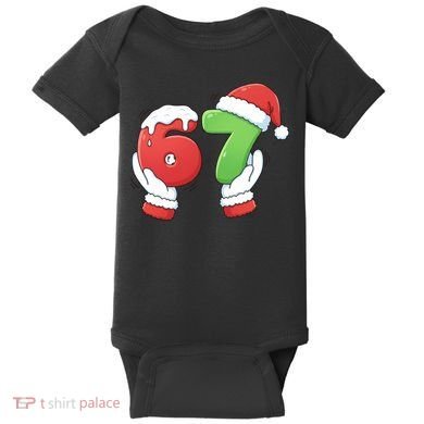 Funny Christmas 67 Meme 6-7 Santa Claus Hands Baby Bodysuit