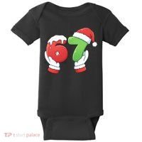 Funny Christmas 67 Meme 6-7 Santa Claus Hands Baby Bodysuit thumb 0