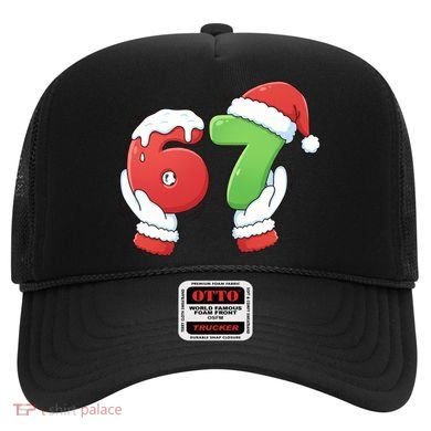 Funny Christmas 67 Meme 6-7 Santa Claus Hands Hat