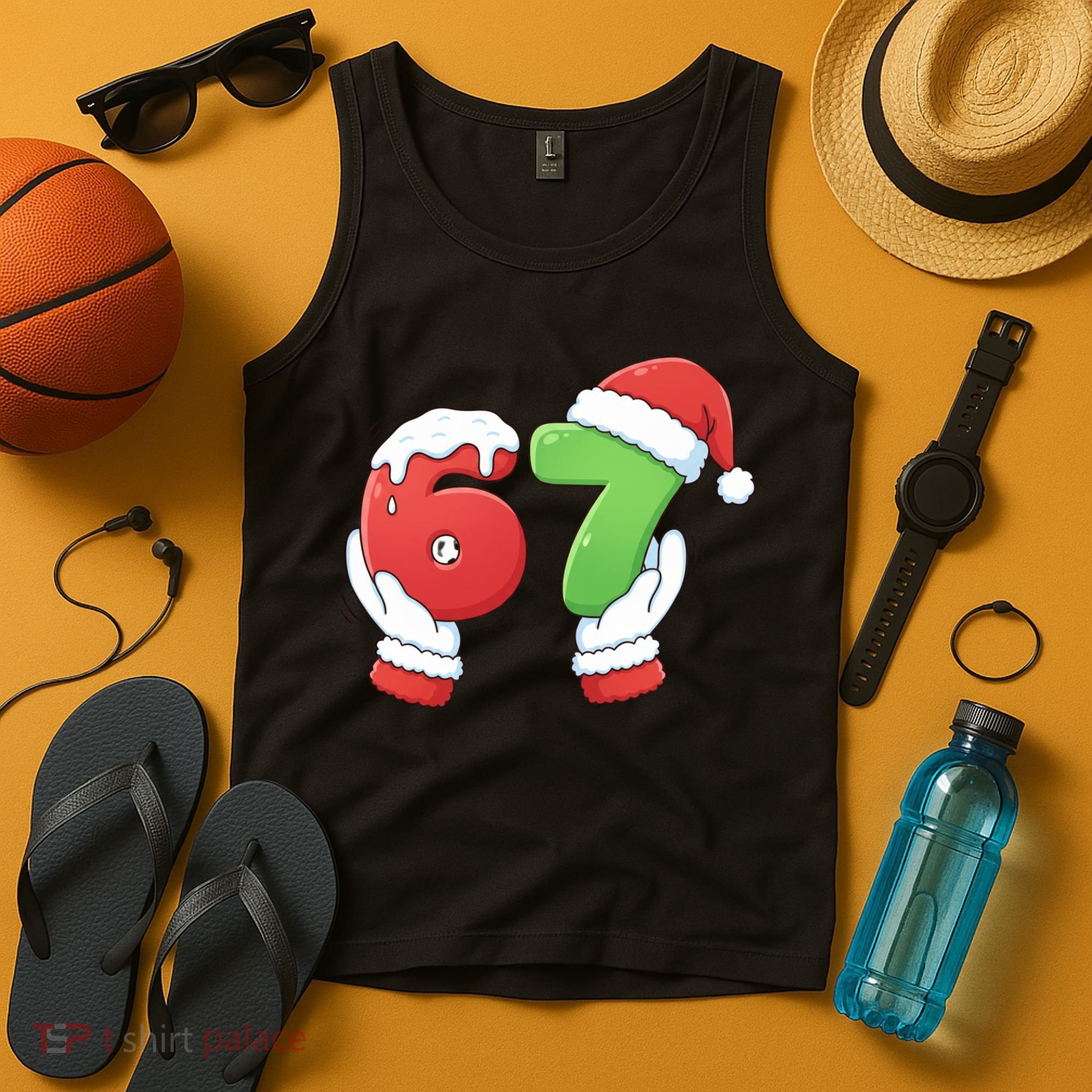 Funny Christmas 67 Meme 6-7 Santa Claus Hands Tank Top