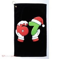 Funny Christmas 67 Meme 6-7 Santa Claus Hands Golf Towel thumb 0