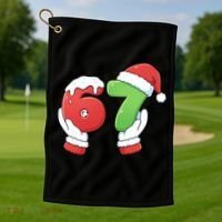 Funny Christmas 67 Meme 6-7 Santa Claus Hands Golf Towel thumb 1