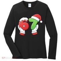 Funny Christmas 67 Meme 6-7 Santa Claus Hands Women's Long Sleeve Shirt thumb 0