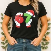 Funny Christmas 67 Meme 6-7 Santa Claus Hands Women's T-Shirt thumb 2
