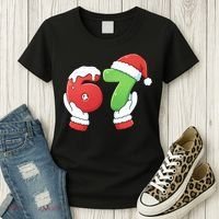 Funny Christmas 67 Meme 6-7 Santa Claus Hands Women's T-Shirt thumb 3