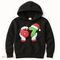 Funny Christmas 67 Meme 6-7 Santa Claus Hands Kids Hoodie thumb 0