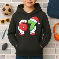 Funny Christmas 67 Meme 6-7 Santa Claus Hands Kids Hoodie thumb 2