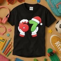 Funny Christmas 67 Meme 6-7 Santa Claus Hands Kids T-Shirt thumb 3
