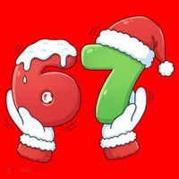 Funny Christmas 67 Meme 6-7 Santa Claus Hands Santa Hat thumb 1