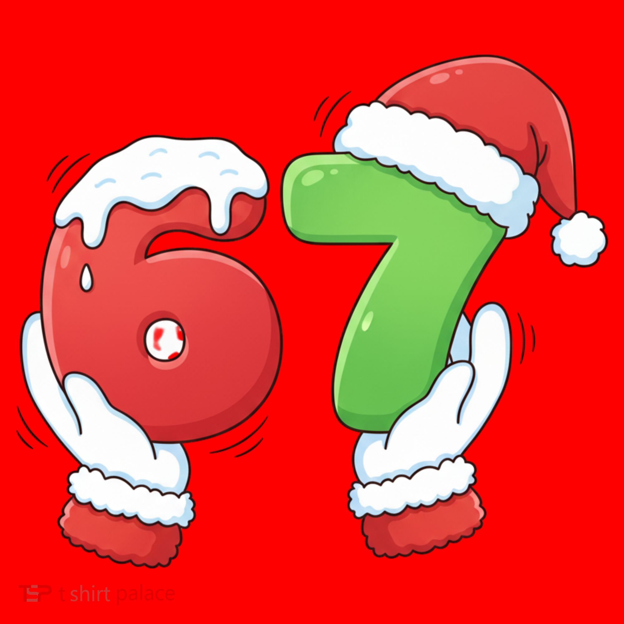 Funny Christmas 67 Meme 6-7 Santa Claus Hands Santa Hat