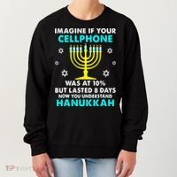Funny cellphone 8 days understand jewish Hanukkah Chanukah Women's Sweatshirt thumb 0