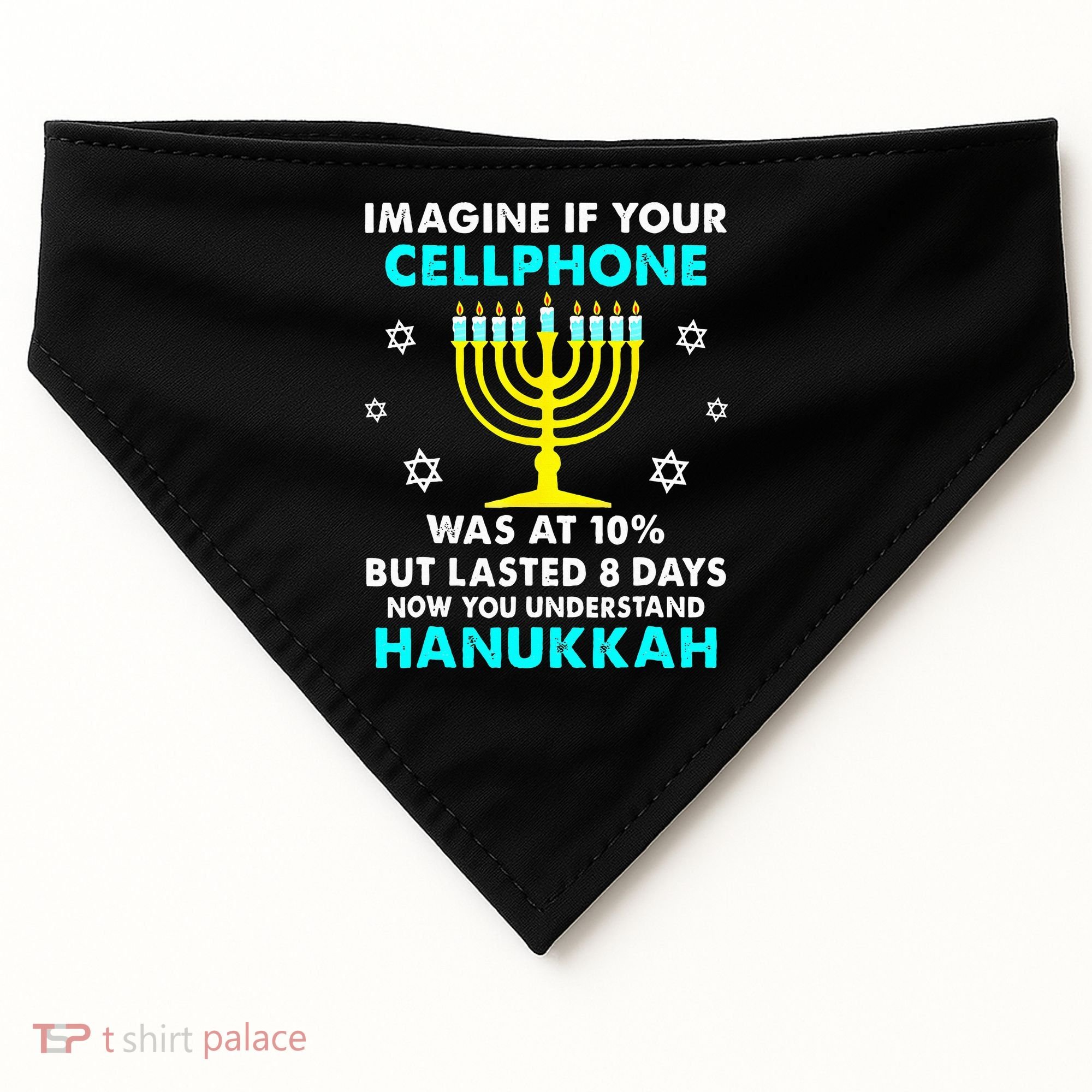 Funny cellphone 8 days understand jewish Hanukkah Chanukah USA-Made Doggie Bandana