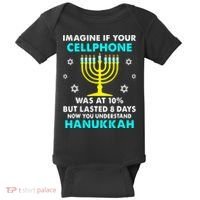 Funny cellphone 8 days understand jewish Hanukkah Chanukah Baby Bodysuit thumb 0