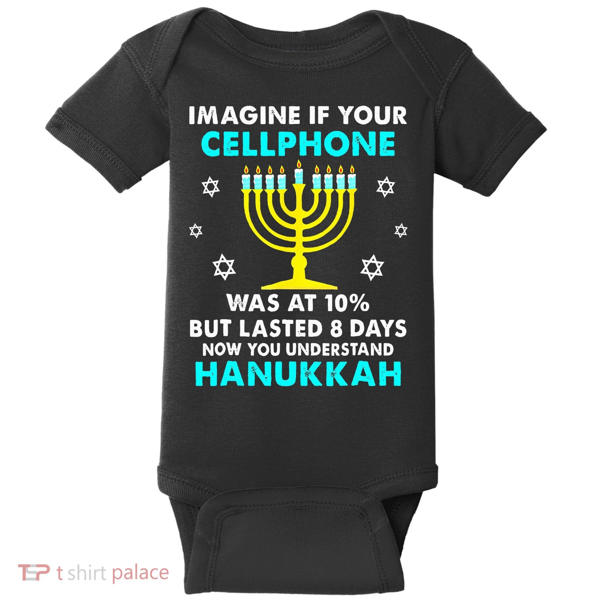 Funny cellphone 8 days understand jewish Hanukkah Chanukah Baby Bodysuit