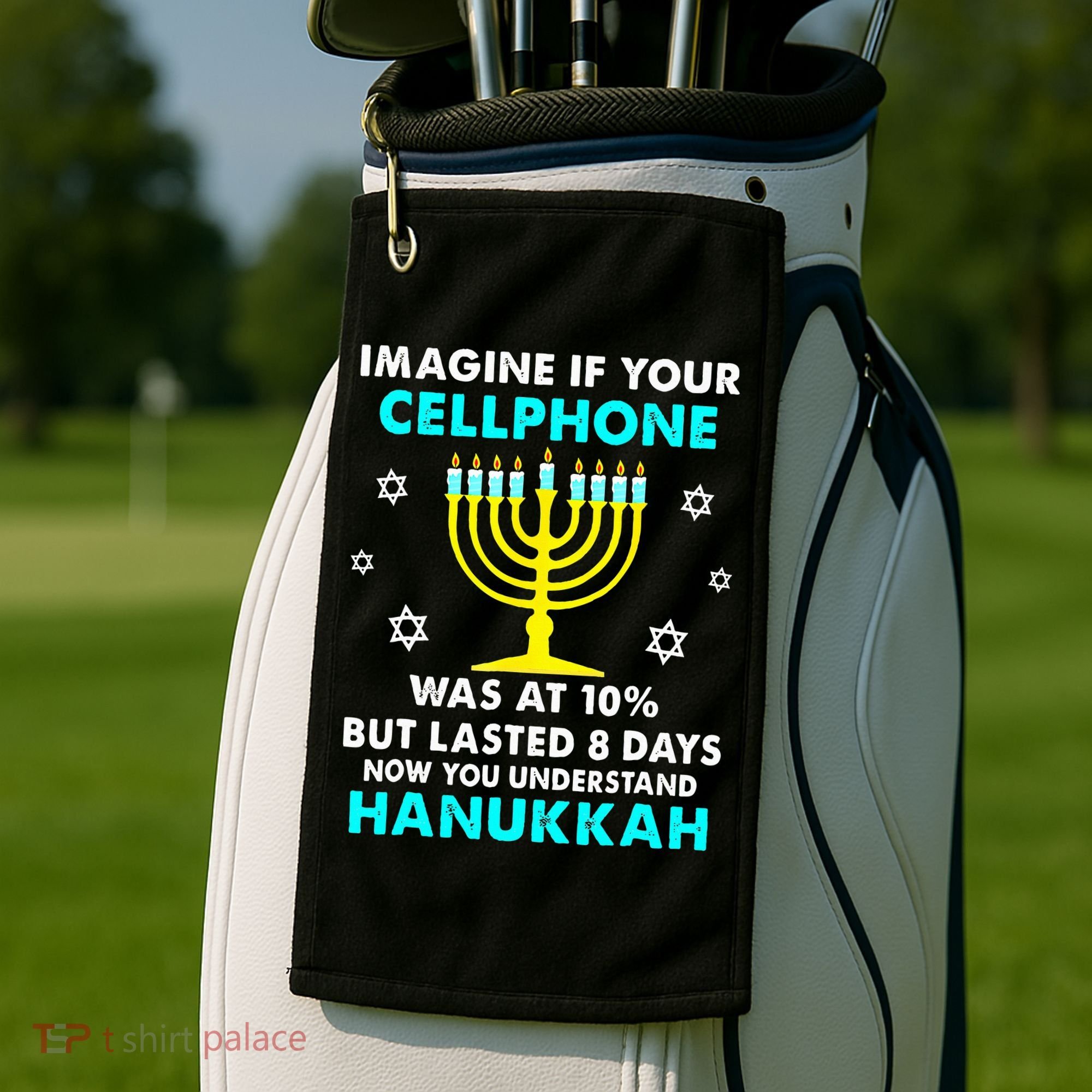 Funny cellphone 8 days understand jewish Hanukkah Chanukah Golf Towel
